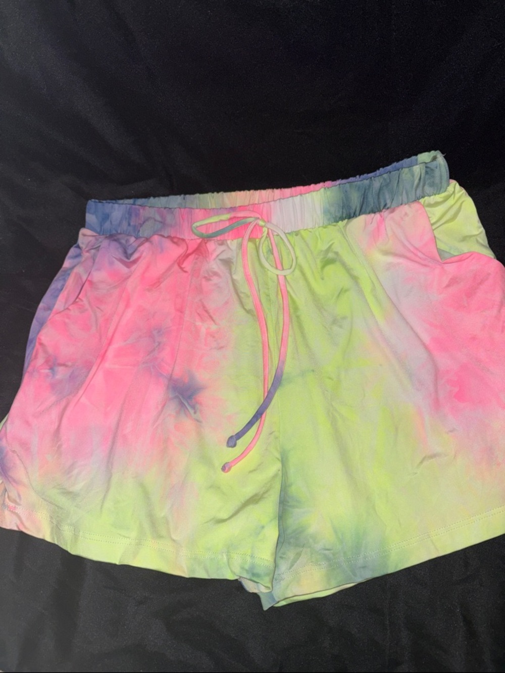 Sew In Love Tie-Dye Athletic Shorts - Neon Pink, Lime & Blue
